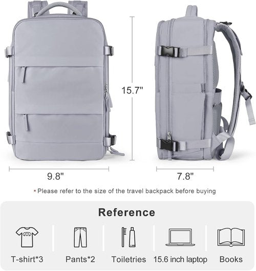 Coofay Travel Backpack - Flight Approved Carry-On for Men & Women | Grey with Shoe Compartment