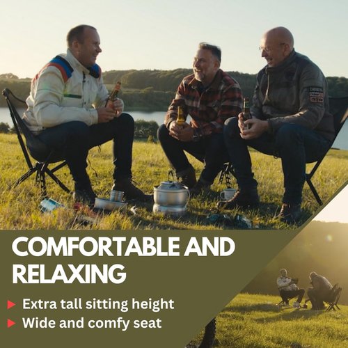 Campster2 Folding Camping Chair – Portable High Chair | 265 Lbs Capacity | Camping Essentials for Beach, Hiking & Car Camping | Compact Outdoor Chair with Carry Bag | Comfortable & Durable (Black)