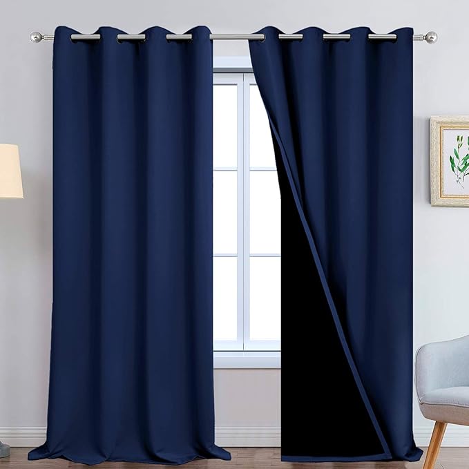 Yakamok 100% Blackout Curtains Energy Saving Thermal Insulated 2 Thick Layers