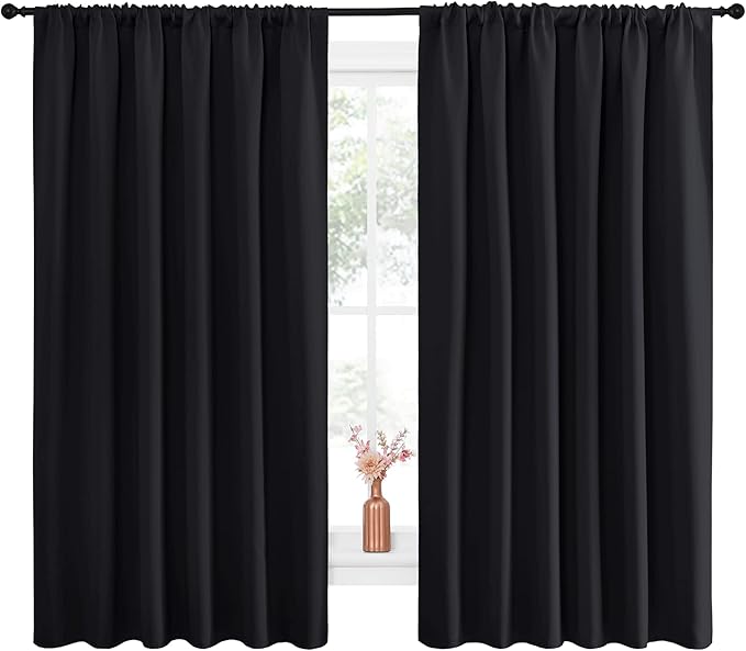 NICETOWN Black Blackout Curtain Blinds