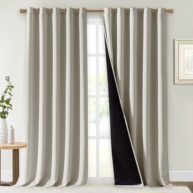 NICETOWN Full Shading Curtains for Windows, Super Heavy-Duty Black Lined