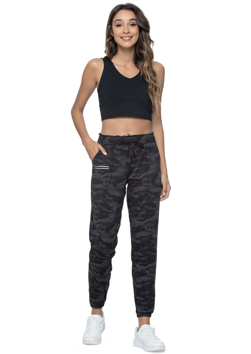 Haowind Joggers for Women with Pockets Elastic Waist Workout Sport Gym Pants Comfy Lounge Yoga Running Pants(Black Ash Camo XS)