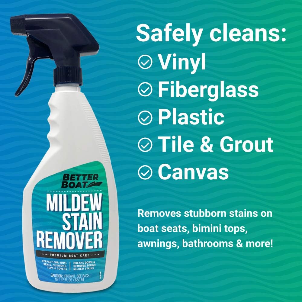 Better Boat Mold and Mildew Stain Remover - 22oz Spray for Fabric, Vinyl, Tile & Grout Cleaning