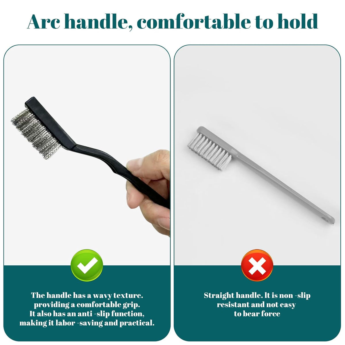48 Pcs Mini Stainless Steel Wire Brush Set, Wire Scratch Brush with Curved Handle, Cleaning Weld Slag and Rust
