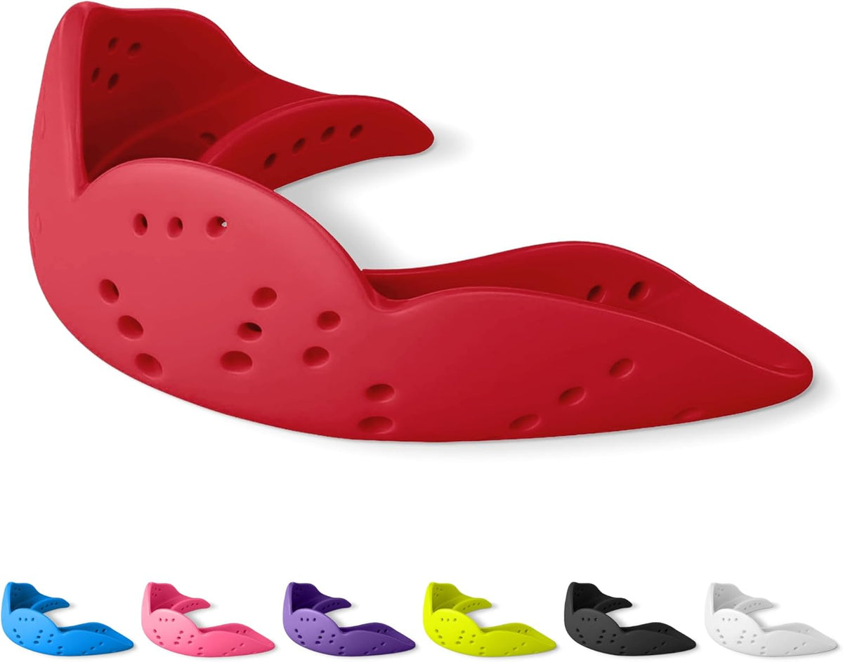SISU Aero Small Mouthguard | Intense Red - 30% Stronger Protection for Team Sports - Remoldable & Ultra Slim