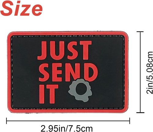 Just Send It Sniper Rubber Tactical Patch 2.95x2 inches with Hook Fastener Back for Hats Caps Clothing Vests Bags Backpacks (Tan)