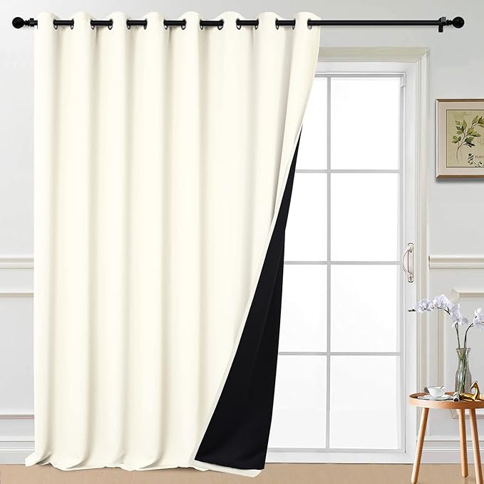 Yakamok Total Blackout Extra Wide Patio Sliding Door Curtains, Grommet Thermal