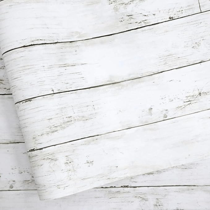 Abyssaly White Gray Wood Paper 17.71 in X 1003.9 in Self-Adhesive Removable