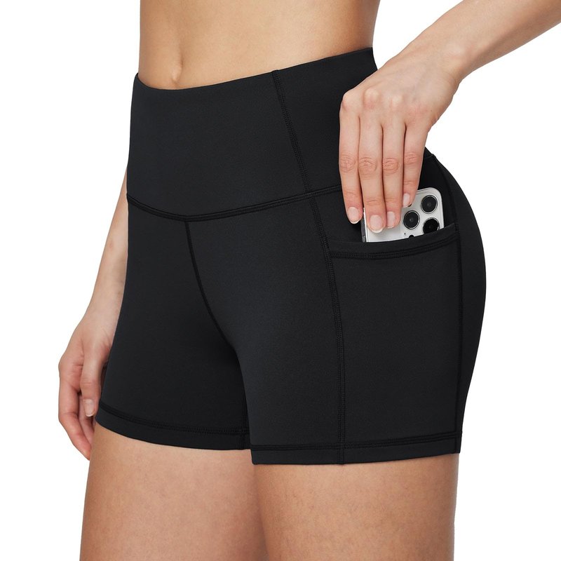 baleaf Biker Shorts Women Yoga Gym Workout Spandex Running Volleyball Tummy Control Compression with Pockets Soft 5" Navy Green XXL