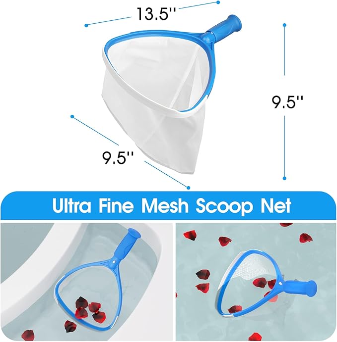 4-in-1 Spa Cleaning Set - Hot Tub Small Pools Maintenance Accessories Kit with Skimmer Net Round Brush Scrubber and 2ft Pole