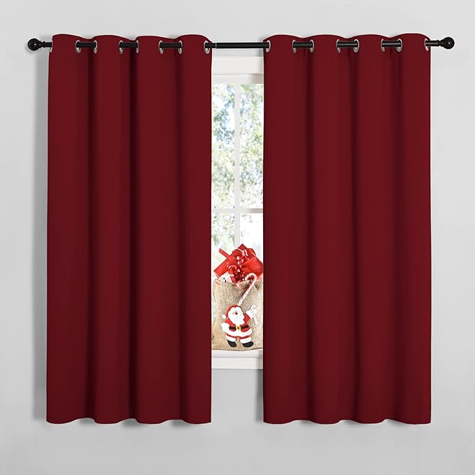 NICETOWN Christmas Burgundy Window Curtains Blackout Drapes, Thermal Insulated