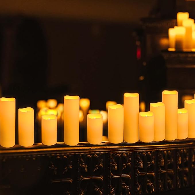 24-Pack LED Flameless Candles with Remote Control -Remote flameless Candles- Timer Candles -3D Flame Perfect for Halloween Christmas Parties,Wedding,Home Decor,Gift and Special Occasions.