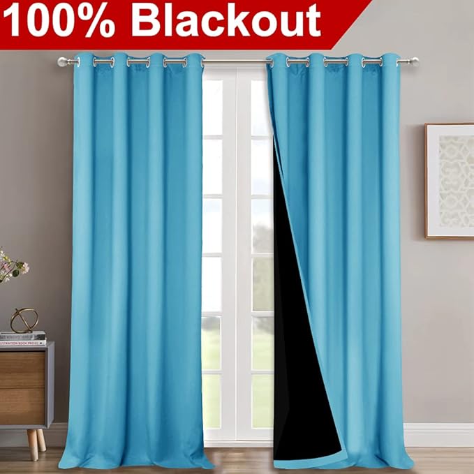 NICETOWN Insulated 100% Blackout Curtains, Noise Reducing Performance Drapes