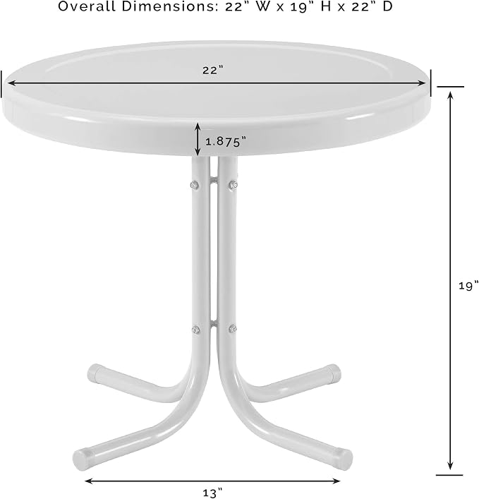 Crosley Furniture Griffith Weather Resistant Retro Metal Outdoor Side Table for Patio, Deck, Porch, Turquoise