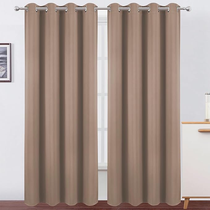 LEMOMO Blackout Curtains 52 x 90 Inch Long Cappuccino Curtains Set of 2 Panels