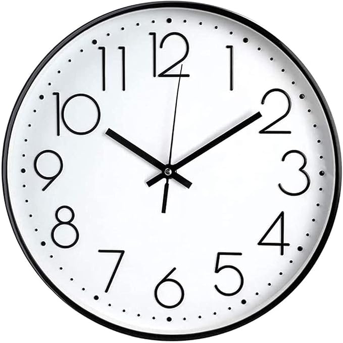 JUSTUP 8in Non-Ticking Wall Clock, Silent Battery Operated Wall Clock