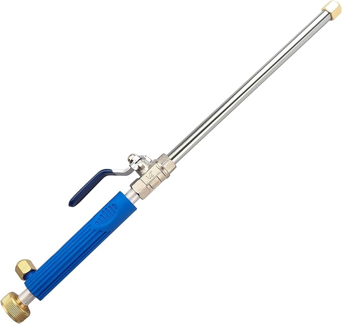 High Pressure Power Washer Sprayer Wand with Flexible Hose Nozzle, 39'' Hydro Jet Power Washer Cleaning Tool, Wand Lance for Gutter Patio Car Pet Window Glass Blue