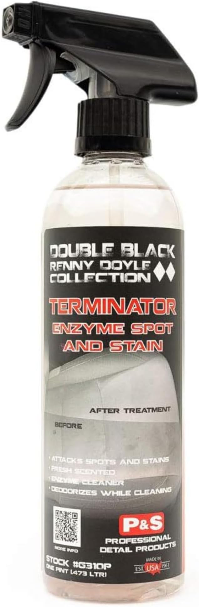 P & S PROFESSIONAL DETAIL PRODUCTS Terminator Enzyme Spot & Stain Remover ?€? Professional Upholstery & Carpet Cleaner, Eliminates Grease, Dirt, Protein-Based Stains, Fresh Scent - 16 Oz.