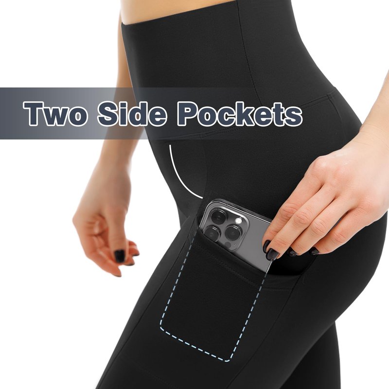 Leafigure 2 Pack Leggings with Pockets for Women, High Waisted Soft Leggings for Yoga Gym Black XXL
