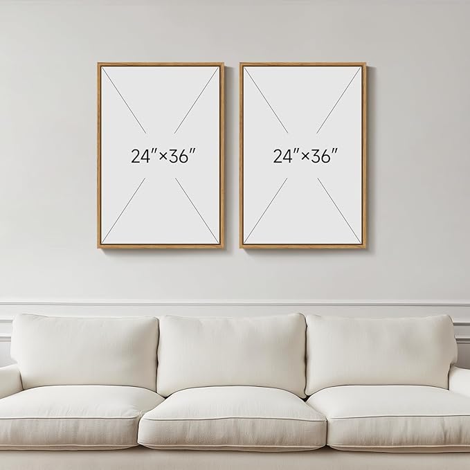Large Framed Neutral Abstract Wall Art, Minimalist Colorful Pictures