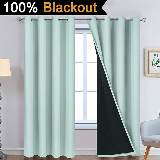 Yakamok 100% Blackout Lined Pair Curtains, Window Treatment Thermal Insulated