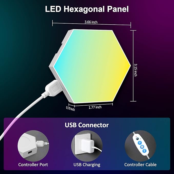 OJQ 12 Pack Hexagon Lights Wall RGB Panel