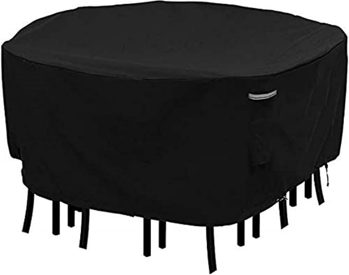 RosieLily Round Patio Table Chair Set Cover Outdoor Furniture Cover Round Heavy Duty Waterproof UV Resistant Covers for Outdoor Circular Dining Table & Chairs, 71" Dx23.6 H, 1 Pack, Black