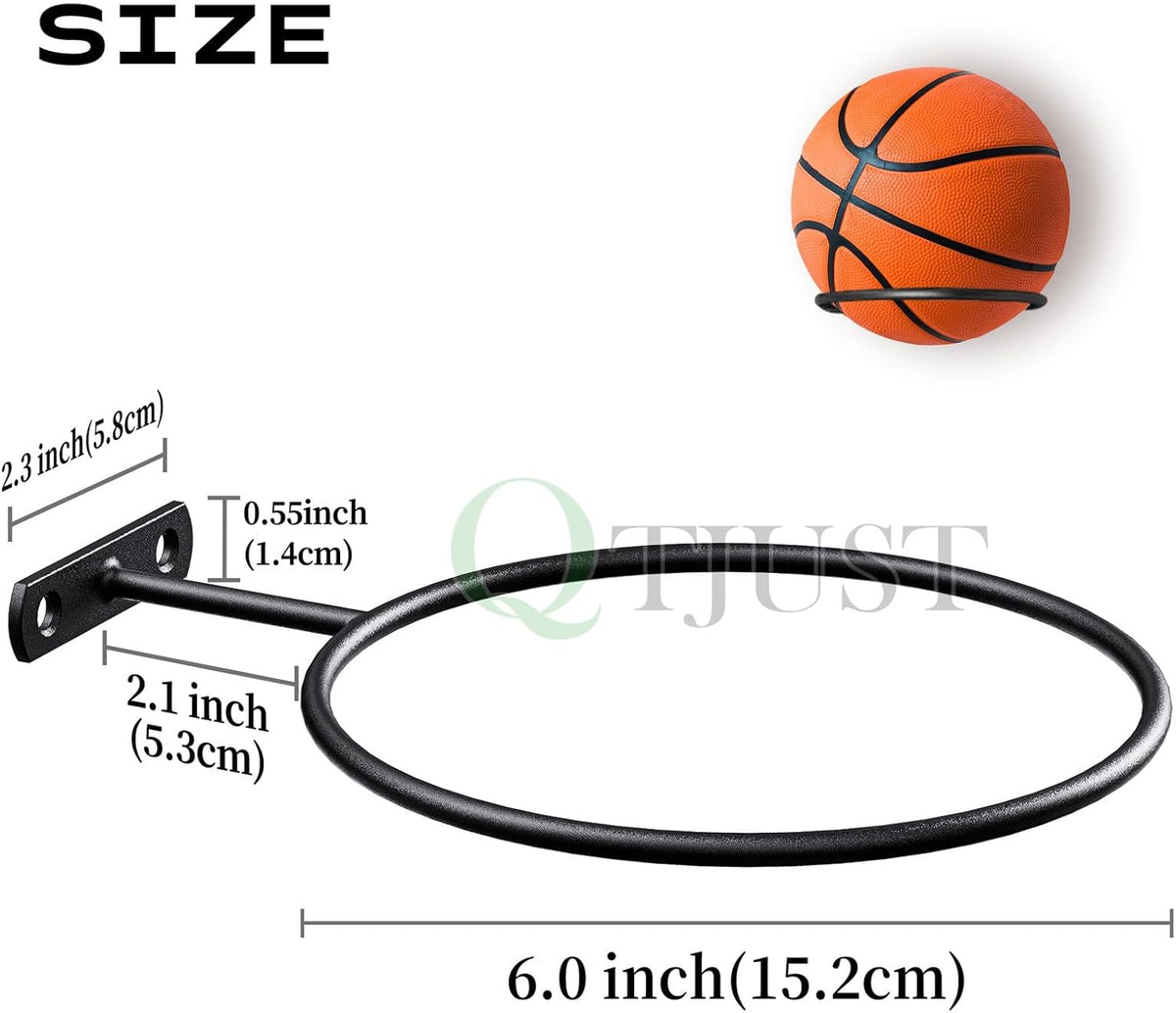 Skiennix Mounted Ball Rack - Universal Metal Holder for Basketball, Football, Volleyball | Space-Saving Design