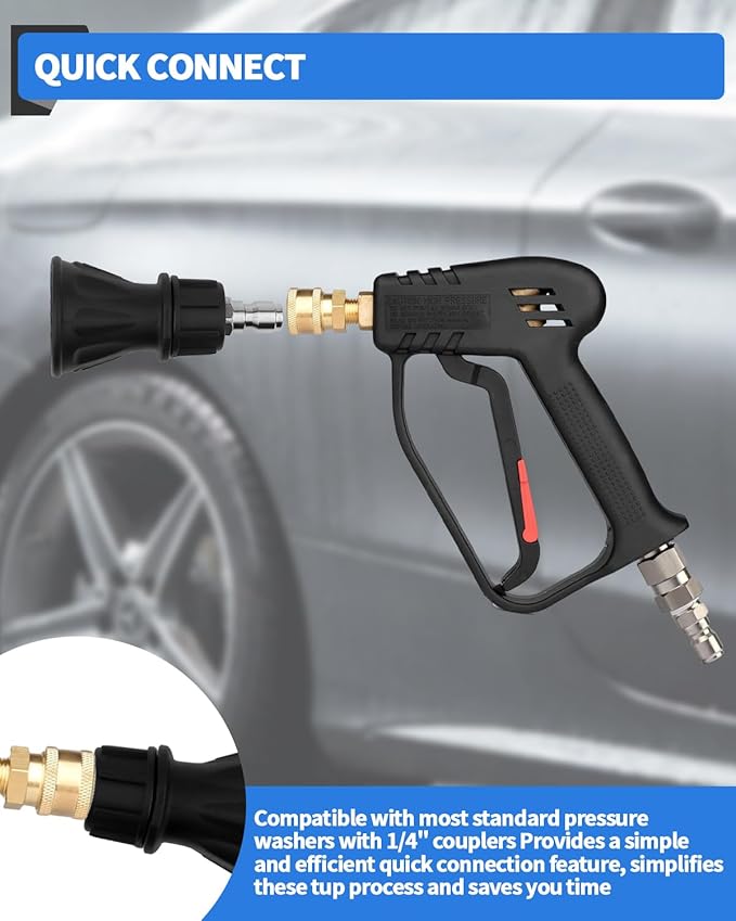 40 Degree Pressure Washer Nozzle - Stainless Steel, Pressure Washer Nozzles Guard, 1/4" Quick Connect, High-Efficiency Pressure Washer Nozzle Tips with Rubber Guard (4.0 Orifice)