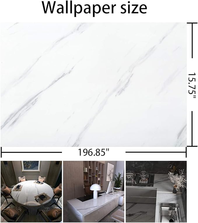BAYYA White Marble Contact Paper