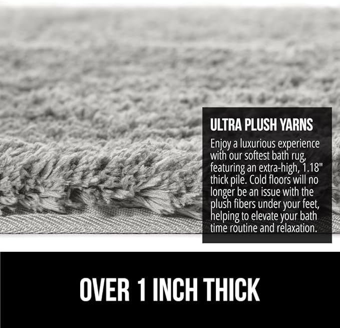 GORILLA GRIP Bathroom Rugs, Ultra Soft Absorbent Mat, Thick Plush Bath Rug, Machine Washable, Microfiber Quick Dry, Mats for Shower, Bathtub and Floor, Home Decor Accessories, 24x17, Light Gray