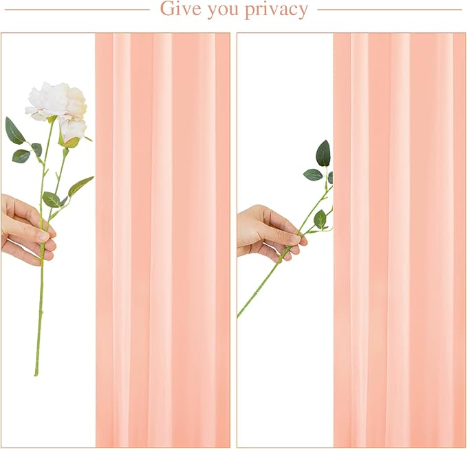 Peach Backdrop Curtain for Parties Baby Shower Wrinkle Free Peach Photo Curtains Backdrop Drapes Fabric Decoration for Wedding Birthday Party 5ft x 8ft,2 Panels