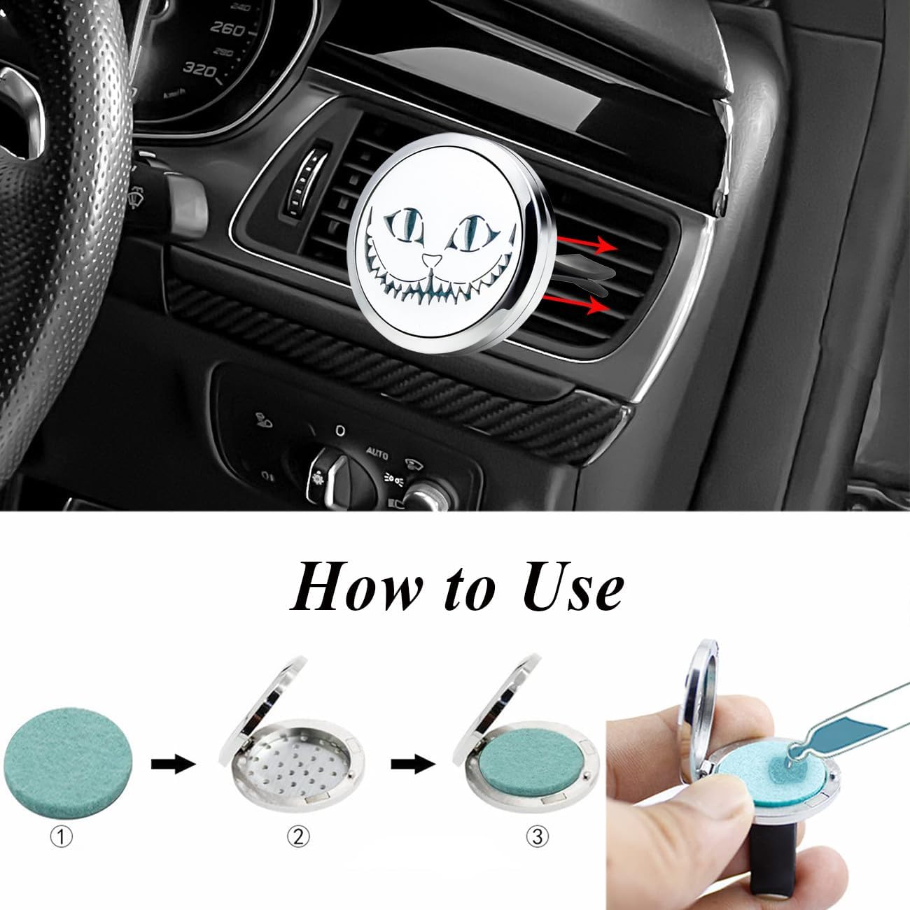 Essential Oil Car Diffuser Vent Clip Diffuser Christmas Car Accessories for Women Air Freshener(Cat Blue)