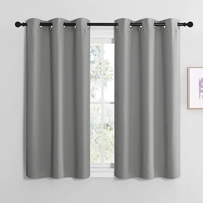NICETOWN Silver Grey Thermal Insulated Grommet Blackout Curtains, Kids Window
