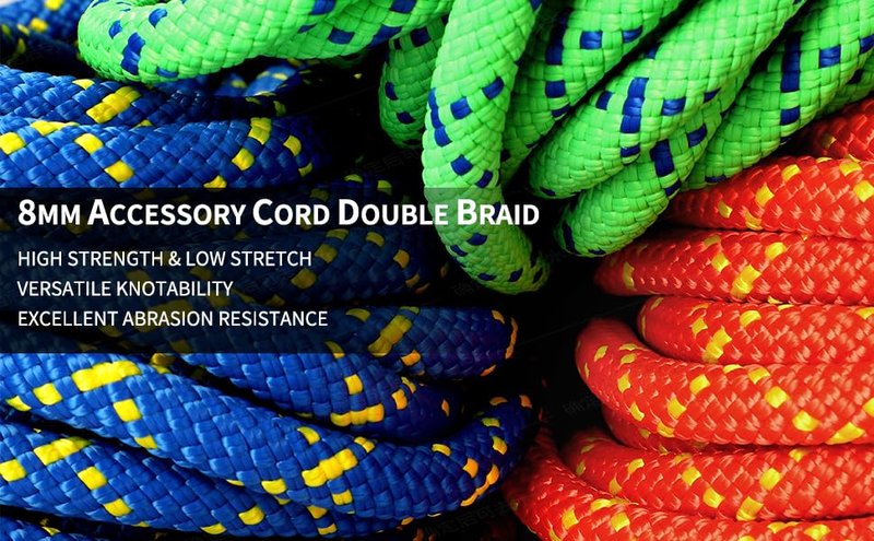 ZEPSEON Prusik Cord 8mm (5/16in) 20M(65ft) Climbing Nylon Rope Accessory Line Double Braid Pre Cut Cord Climbing Rock Accessories Uiaa High Tensile Strength for Mountaineering, Canyoneering, Rescue