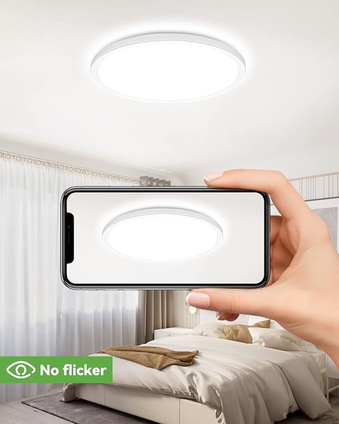 zemty 23 Inch LED Flush Mount Ceiling Light, Super Slim 56W 5040lm LED Ceiling Light, 3 Color Temperature in One 3000k/4500k/6000K Round Light Fixture for Bedroom, Kitchen, Dining Room (White)