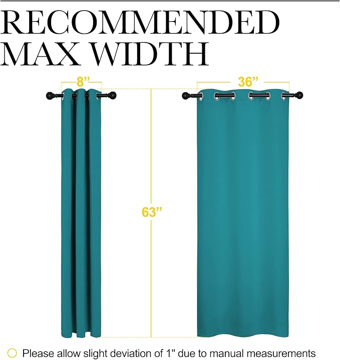 NICETOWN Room Darkening Curtains 63 inch Length 2 Panels, Thermal Insulated