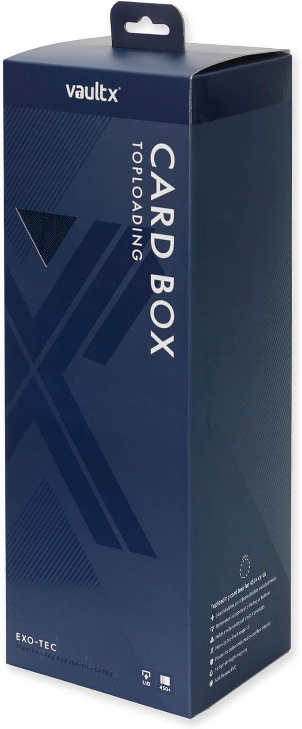 Vault X Trading Card Storage Box - Premium Exo-Tec Material, Detachable Magnetic Lid, Blue | Organize Decks & Sleeved Cards