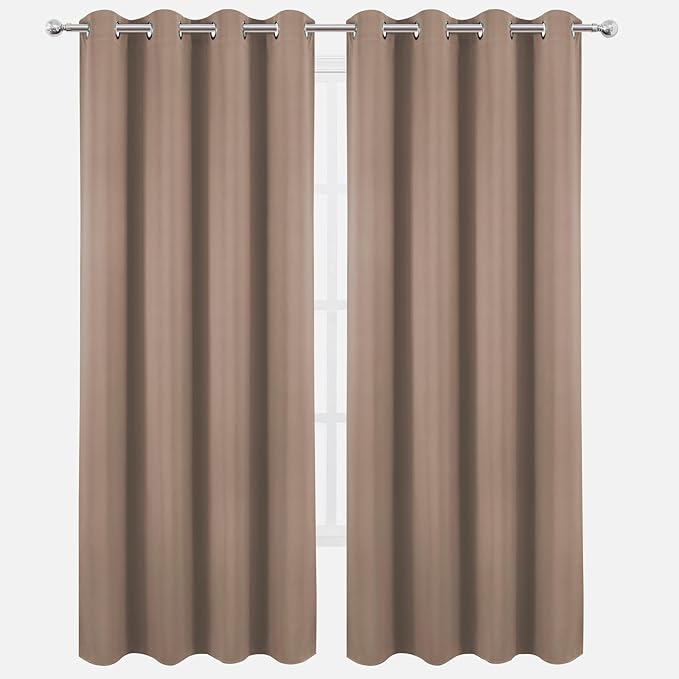 LEMOMO Blackout Curtains 52 x 120 Inch Long Cappuccino Curtains Set of 2 Panels