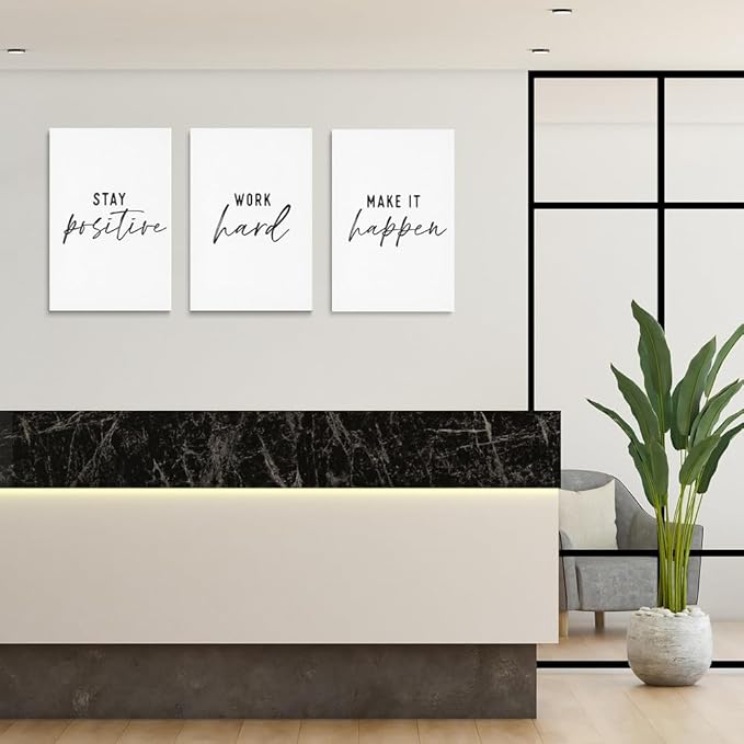 GUBIYU 3 Pcs Office Wall Decor Stay Positive, Hard Work Wall Art, Motivational