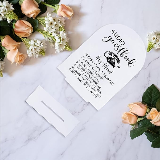 Audio Guest Book Sign Wedding Signs Wedding Table Signs for Engagement Bridal Shower Ceremony Reception Event Party Acrylic Decor