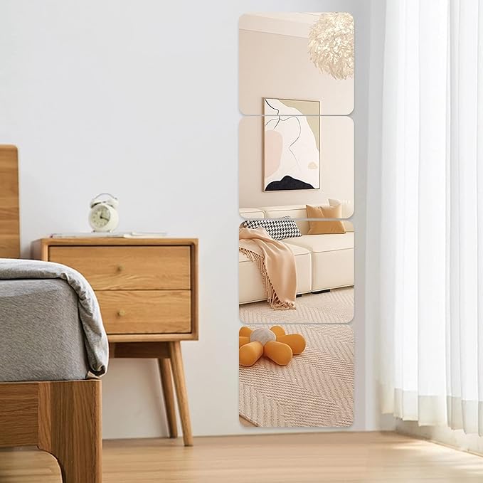 JEOYOO Full Length Wall Mirror Tiles, Frameless Full Body Mirror Tiles