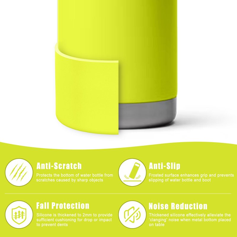 Mokoart Silicone Boot Compatible with YETI Kids Water Bottle 12 oz and Rambler 18 oz Bottle, Anti-Slip Sleeve Bottom Protector Accessories for YETI Rambler 12/18oz (Firefly Yellow)