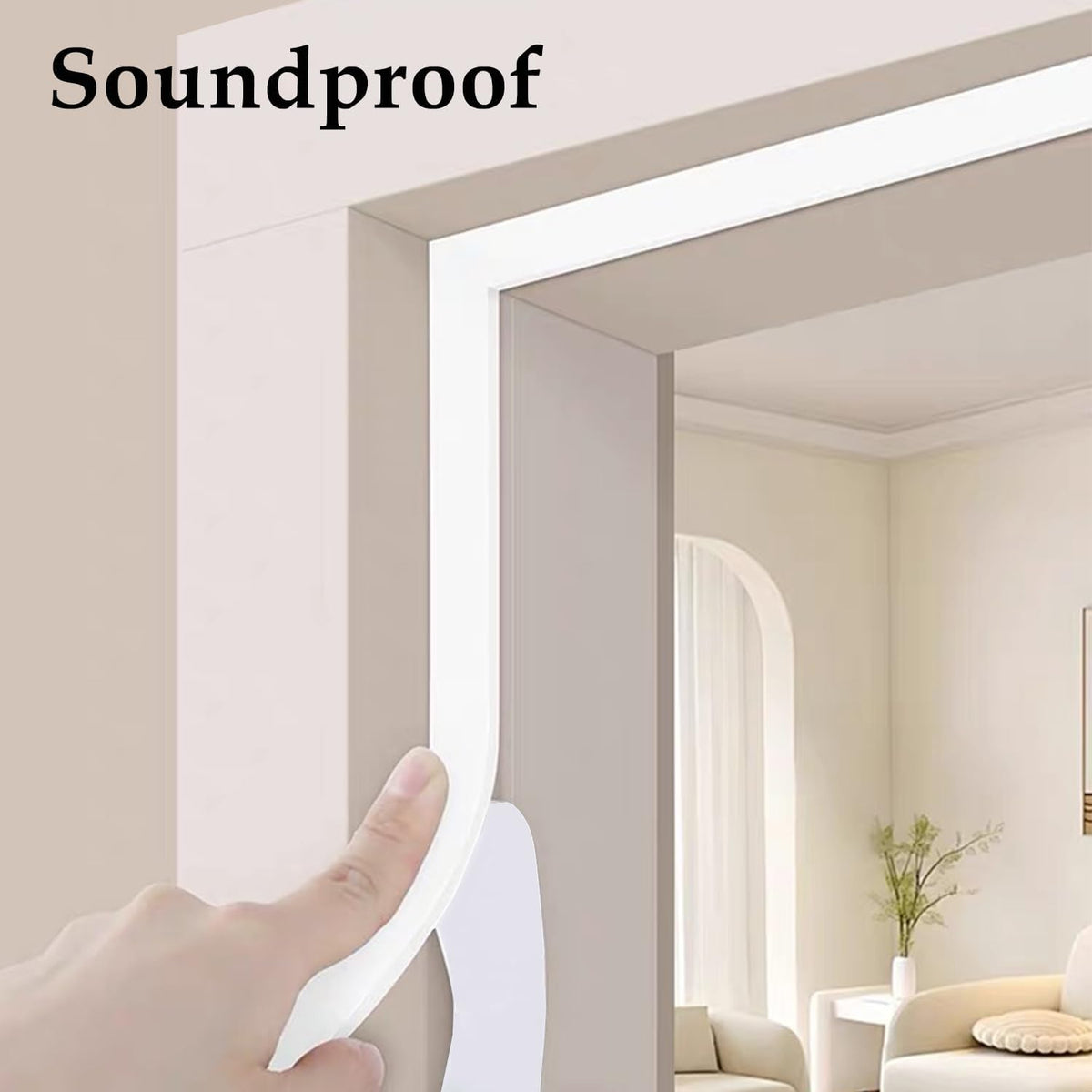 Weather Stripping Door Seal White,1/2Inch Wide X 1/4 Inch Thick,Air Conditioner Window Seal,Self Adhesive Foam Tape High Density Foam Sealing Strip,Soundproof Foam Tape Roll,Total 16.4 Feet Long
