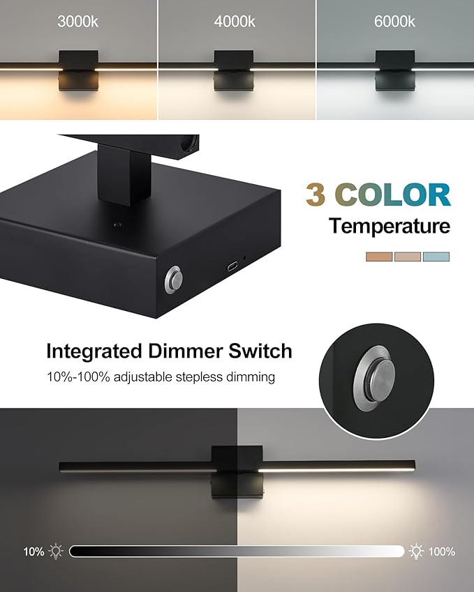 8000mAh Battery Operated Wall Sconce Set of 2, 3000K-6000K Dimmable