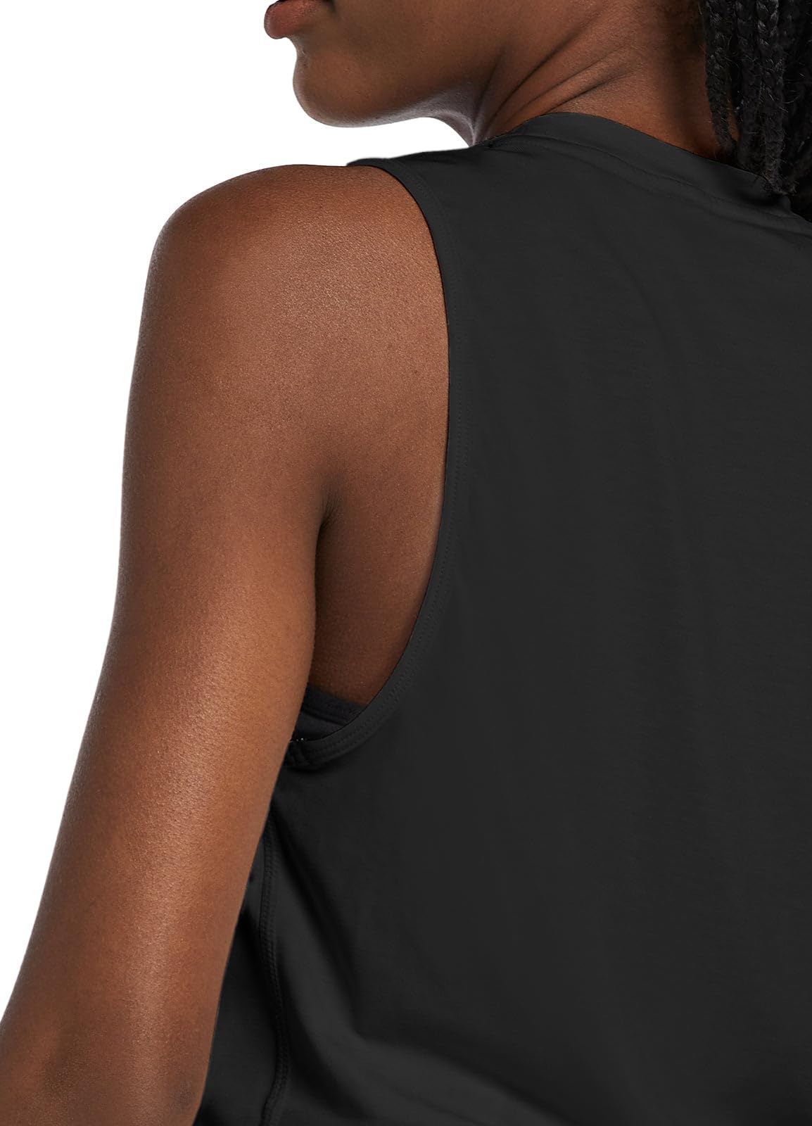 baleaf Workout Tops for Women Crop Tank Top Quick Dry Athletic Gym Exercise Sleeveless Shirts Muscle Yoga Loose Fit Black M