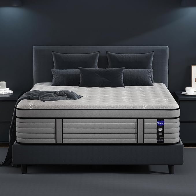 DIFAME King Size Mattress, 16 Inch Firm Hybrid King Mattress in a Box with Gel Memory Foam, Pressure & Back Pain Relief, Individually Pocket Spring, Edge Support, 100-Night Trial, CertiPUR-US