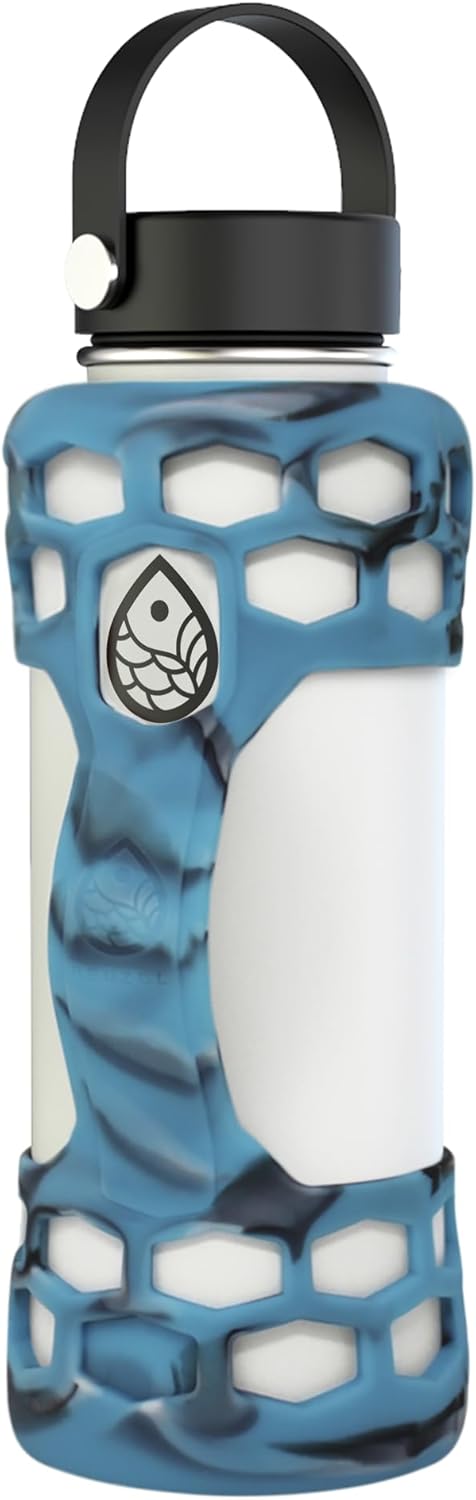 REUZBL Silicone Boot Sleeve Protector with Handle – Compatible with Hydro Flask 40oz, 32oz, 24oz, 21oz – Protective Bottle Bumper for Stainless Steel Water Bottles
