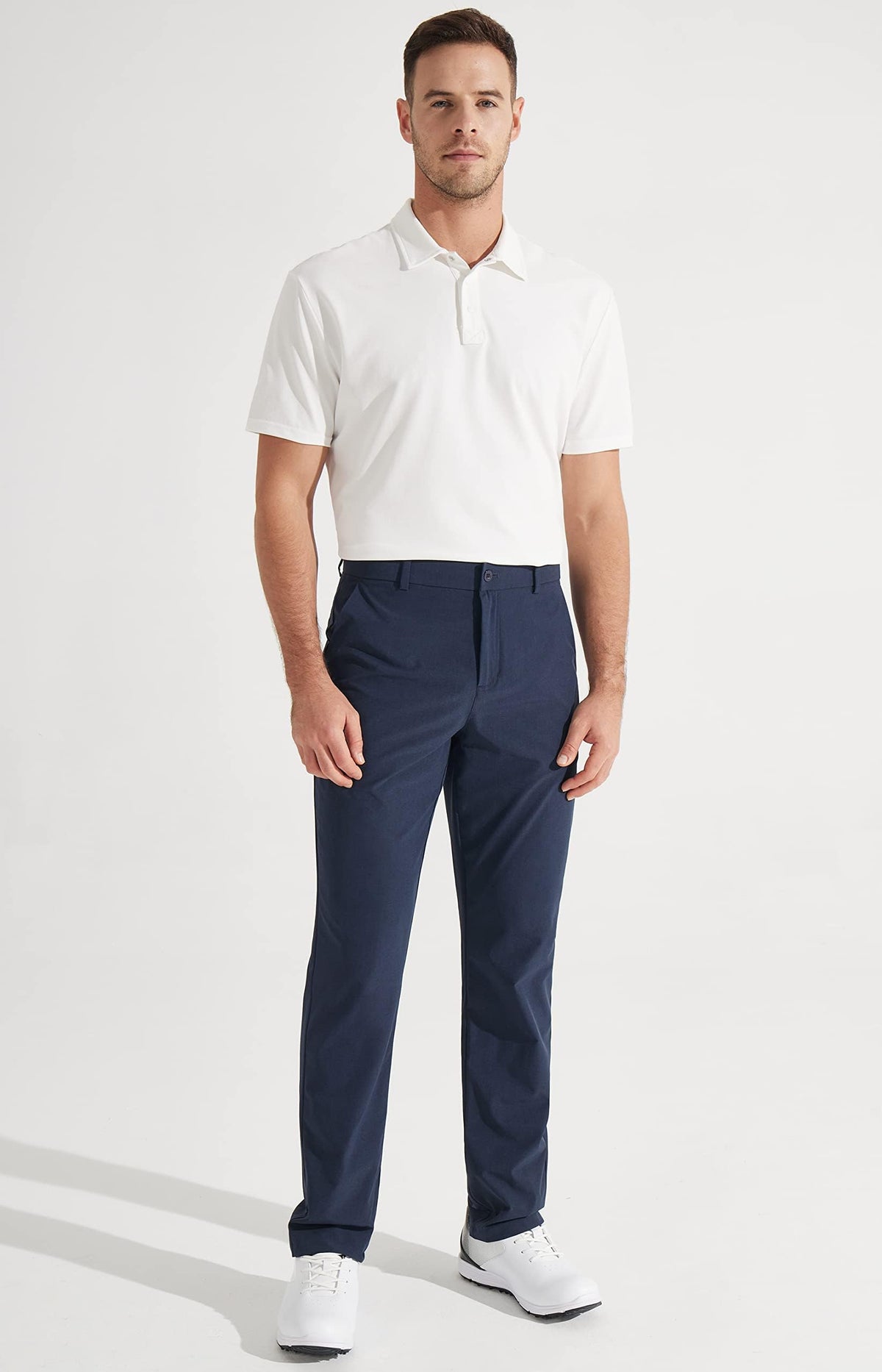 Libin Mens Golf Pants Classic Fit Stretch Work Dress Pants 32" Quick Dry Lightweight Business Casual Trousers Comfort Water Resistant, Navy Blue, 35W x 32L