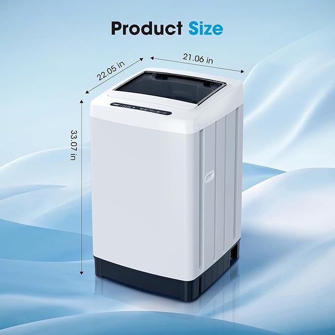 Portable Washing Machine - Compact Home Laundry Washer for Apartment,1.5 Cu.ft,8 Wash programs,10 Water Level, Small Clothes Washer with Drain Pump for Bathroom, Dorms,RVs,White